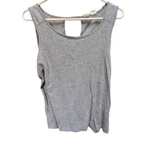 Womens Heather Gray Keyhole Back Tank Top Scoop Neck Sleeveless Size L